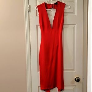Red V-cut & low back Dress
